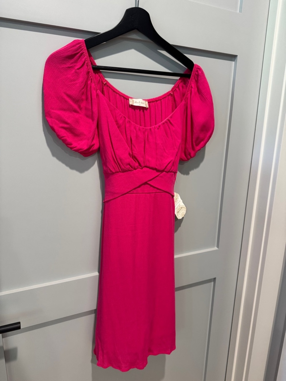 Altar'd State Fuchsia Puff-Sleeve Mini Dress